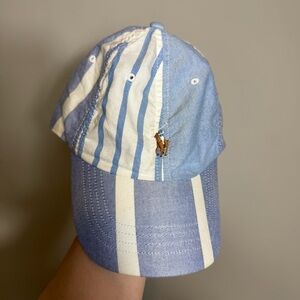 Polo Ralph Lauren Paneled Striped Oxford Ball Cap One Size Pony Logo Blue White